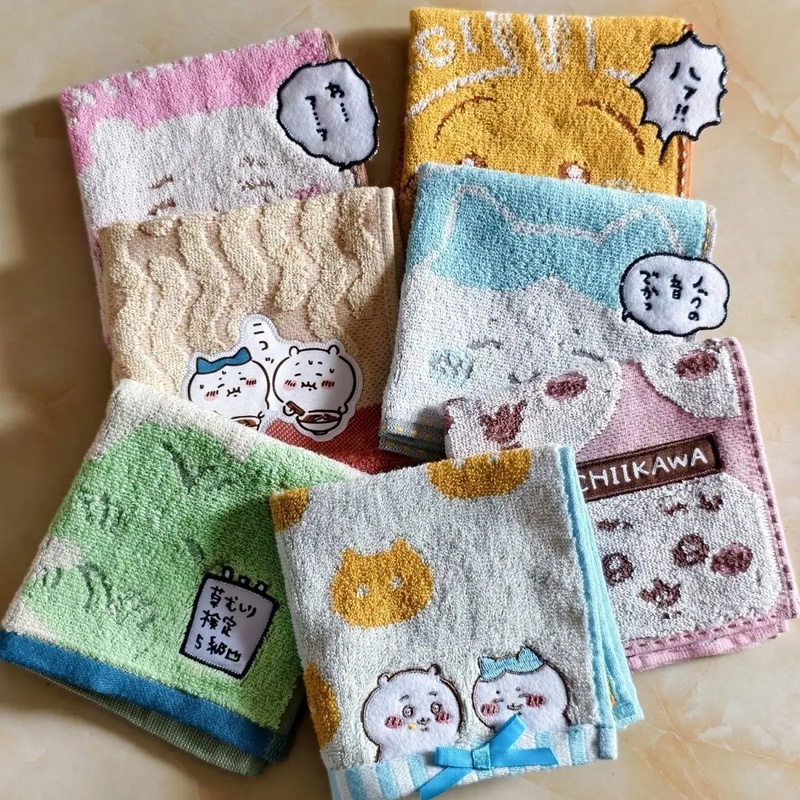 Home Textiles Face Towel - ผ้าขนหนูผ้าฝ้ายขนาดเล็ก ลายชิอิคาวะ ผ้าเช็ดหน้าลายการ์ตูนน่ารัก ผ้าขนหนูสี่เหลี่ยมผ้าฝ้ายแท้ พกพาสะดวก สำหรับใช้ในชีวิตประจำวัน