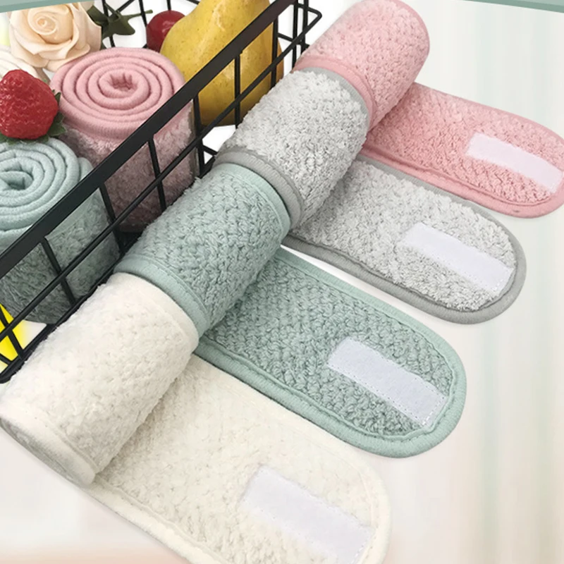 Home Textiles Face Towel - ที่คาดผมแต่งหน้าแบบปรับได้ 1 ชิ้น ผ้าขนหนูเช็ดหน้าเนื้อนุ่ม สำหรับอาบน้ำ สปา